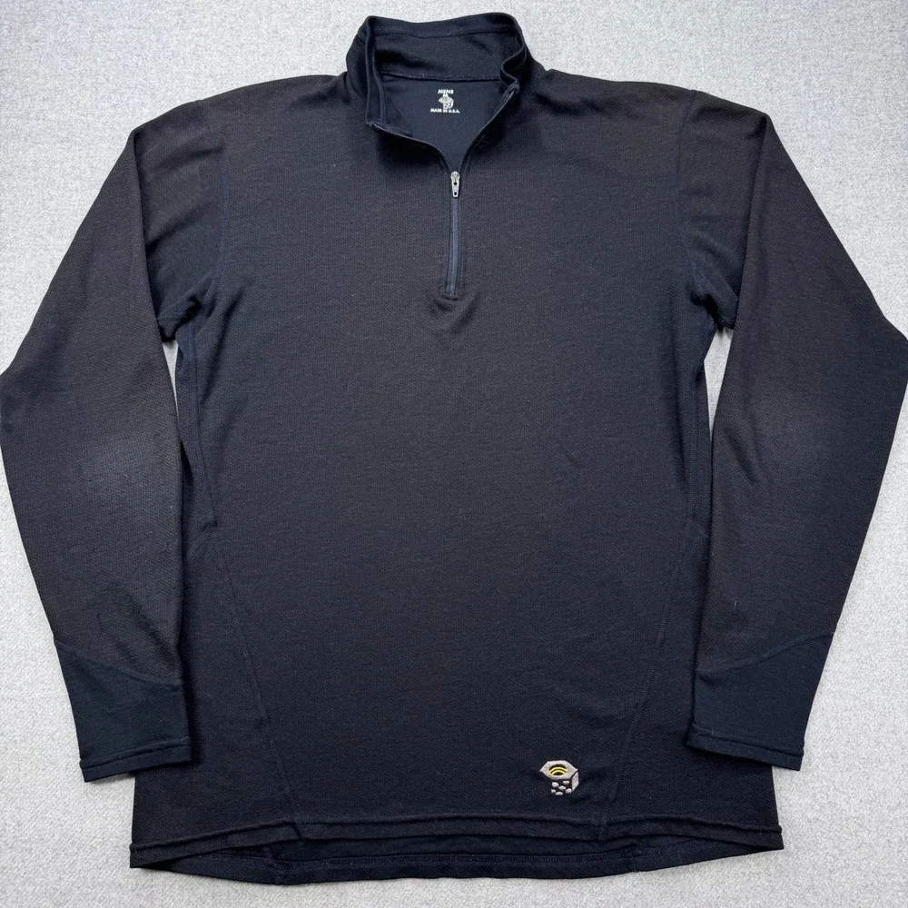 Vintage‎ Mountain Hardwear 1/4 Zip Base Layer Pullover Mens M Black Made in USA